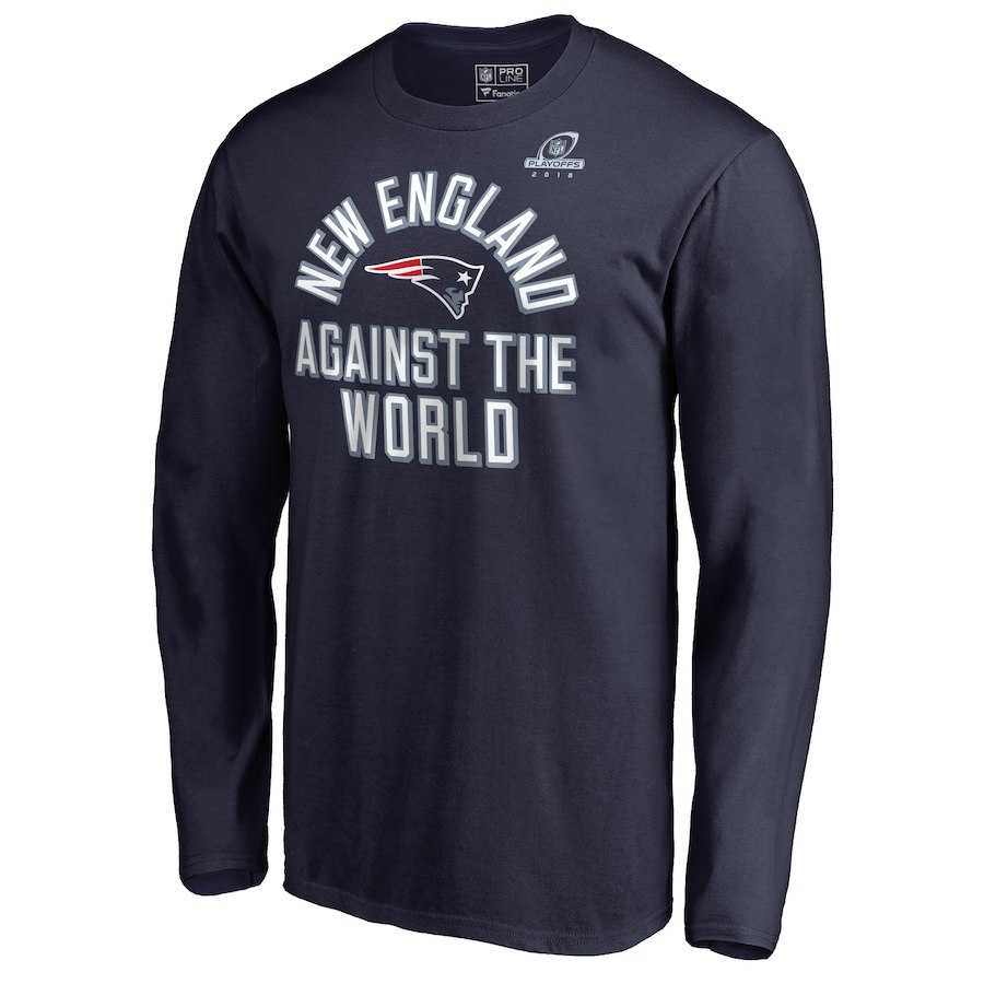 Men's Patriots Navy 2018 NFL Playoffs Against The World Long Sleeve T-Shirt,We sell and wholesale Men's Patriots Navy 2018 NFL Playoffs Against The World Long Sleeve T-Shirt on line form chian!